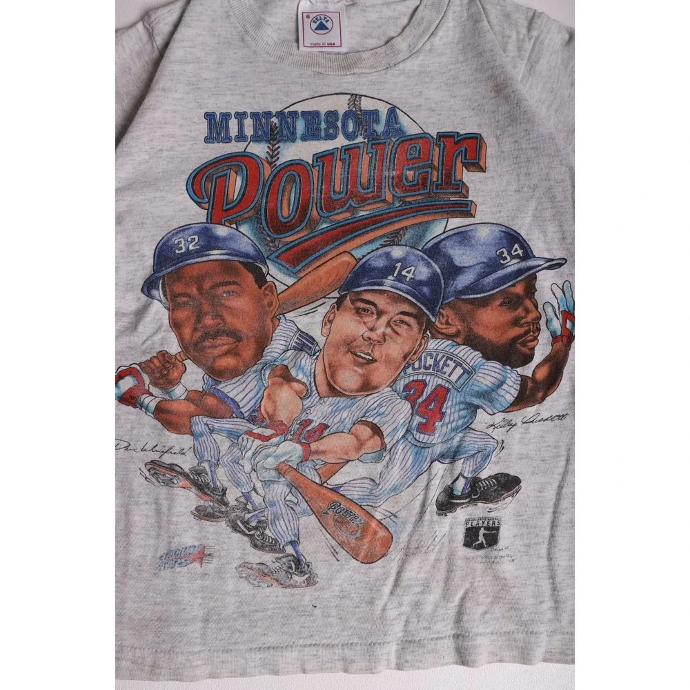 Vintage 90s Minnesota Twins T Shirt Kids S Minnesota Power Kirby Puckett Hrbek
